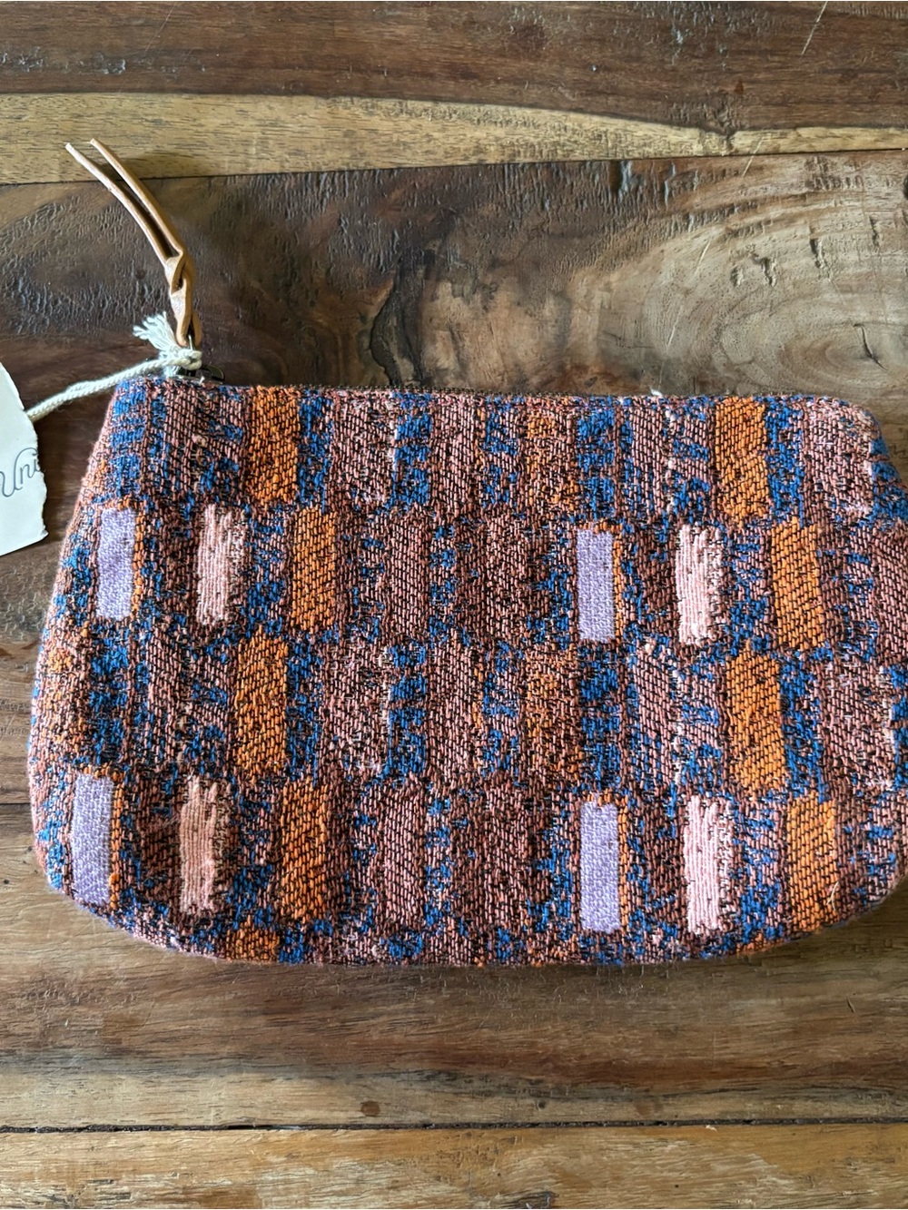 Universal Thread Woven Cosmetic Pouch in Orange, Pink & Blue